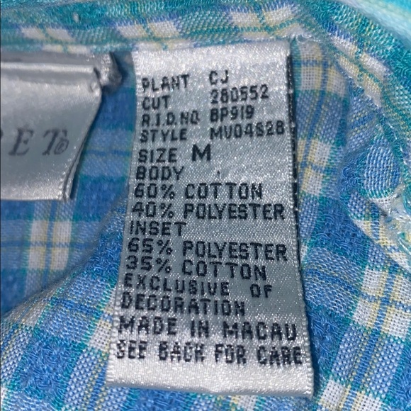 Koret  Blue and Green Embroidered Checkered Shirt with a white underlay shirt - Picture 4 of 4